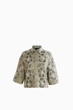 Camicia crop ricamata