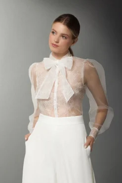 Camicia in organza con fiocco