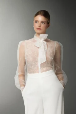 Camicia in organza con fiocco