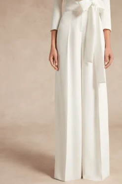 Pantalone a palazzo in crêpe couture