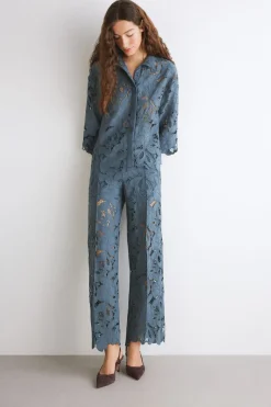 Pantaloni in pizzo macrame
