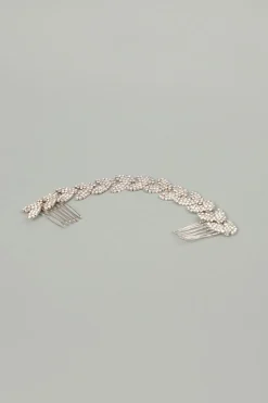 Pettine a gioiello con foglie in strass