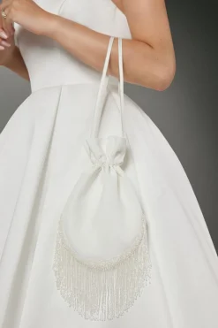 Pochette da Sposa in crepe con frange
