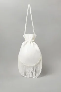 Pochette da Sposa in crepe con frange