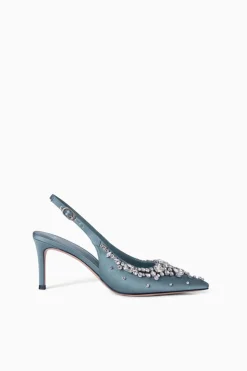 Slingback in raso ricamato