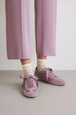 Sneakers In Raso e Pelle Scamosciata