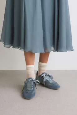 Sneakers In Raso e Pelle Scamosciata