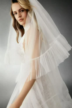 Velo in tulle con balza